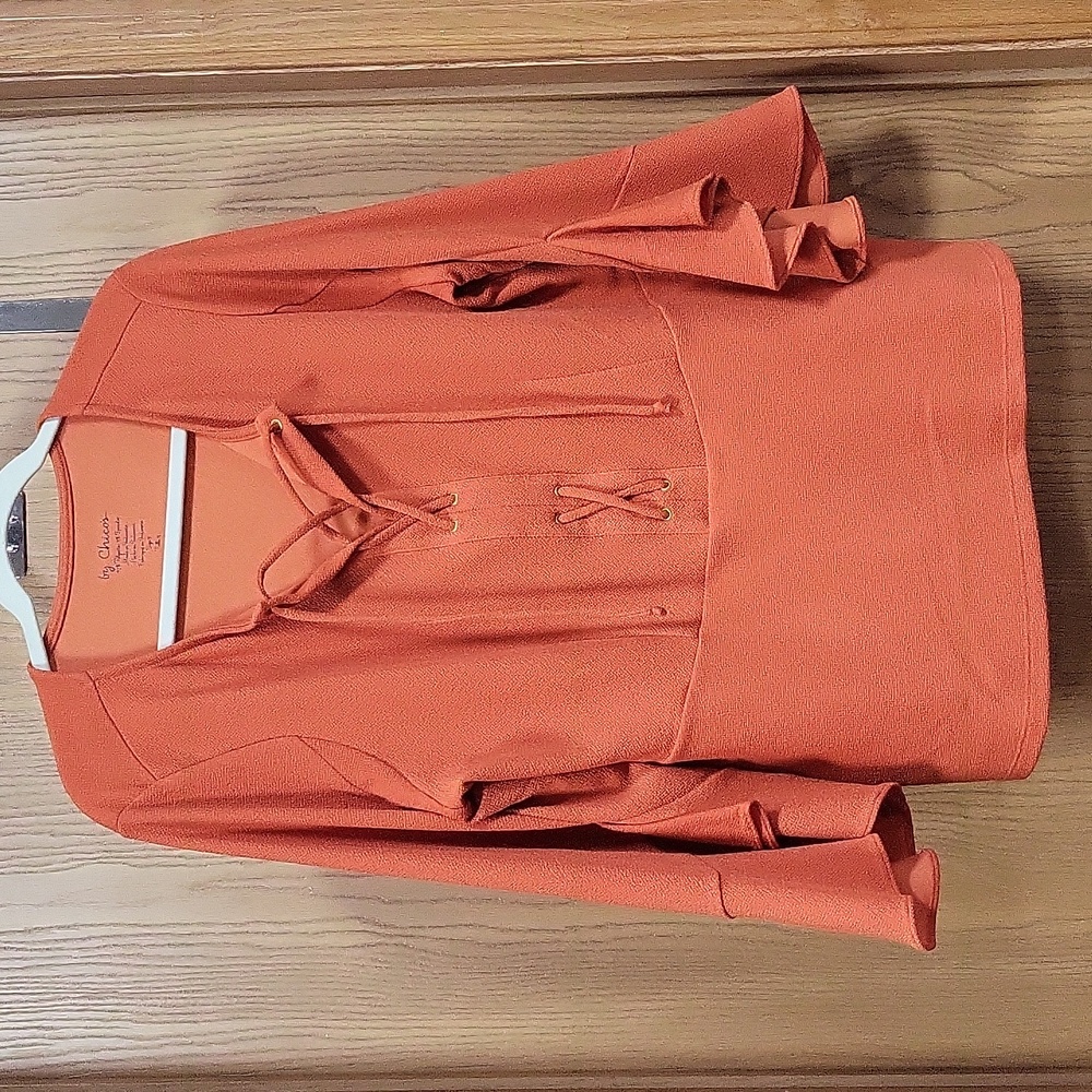 Chico's Pumpkin Lace-up Blouse NWOT